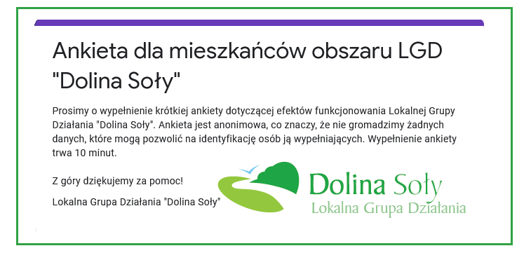 ankieta dla mieszkańców obszaru LGD Dolina Soły