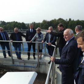 konferencja podsumowująca rozbudowę i przebudowę oczyszczalni ścieków w Brzeszczach.